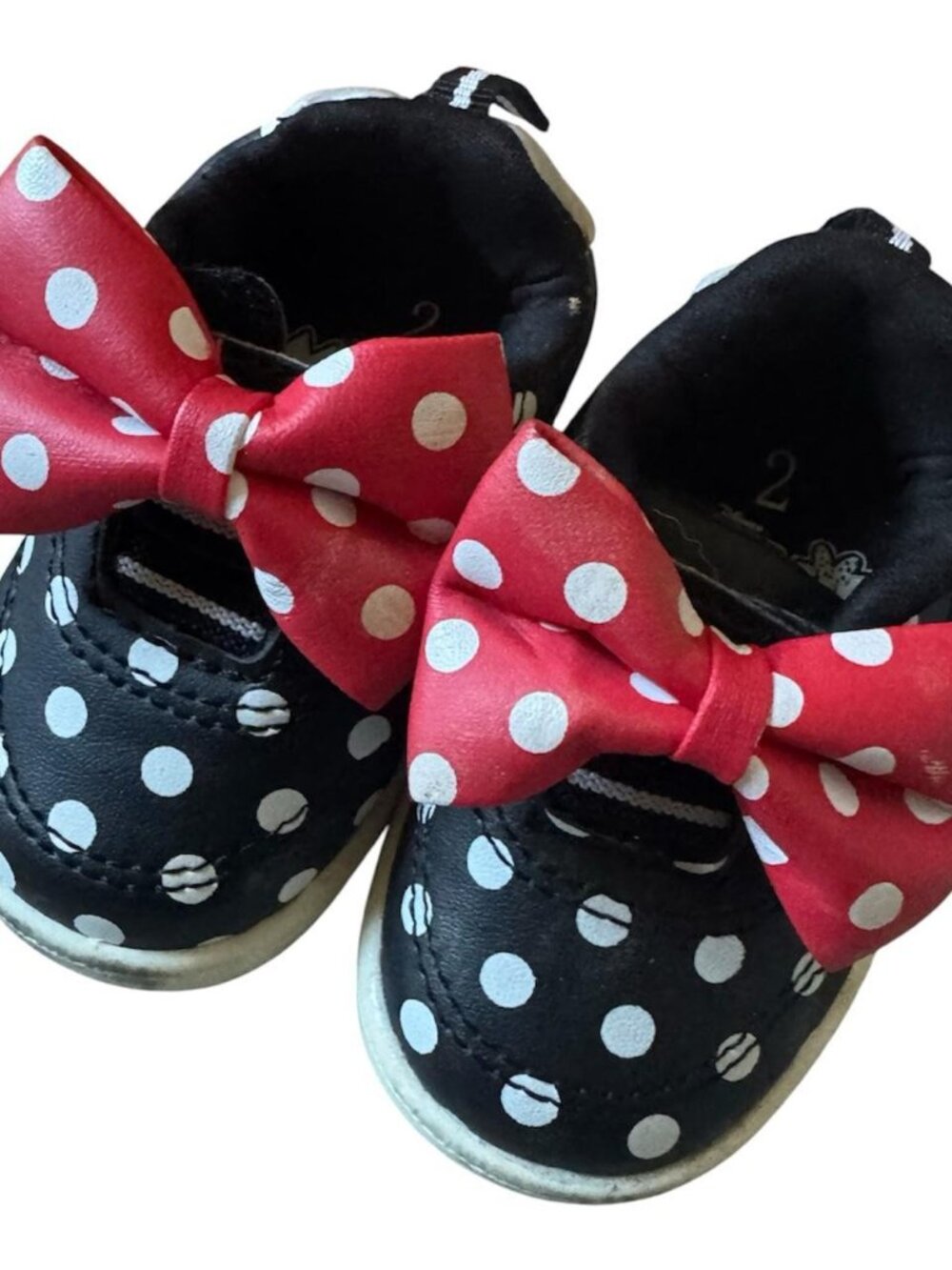 ❤️Disney Minnie Mouse Bow Polka Dot Velcro Toddler Girl Sneakers 2